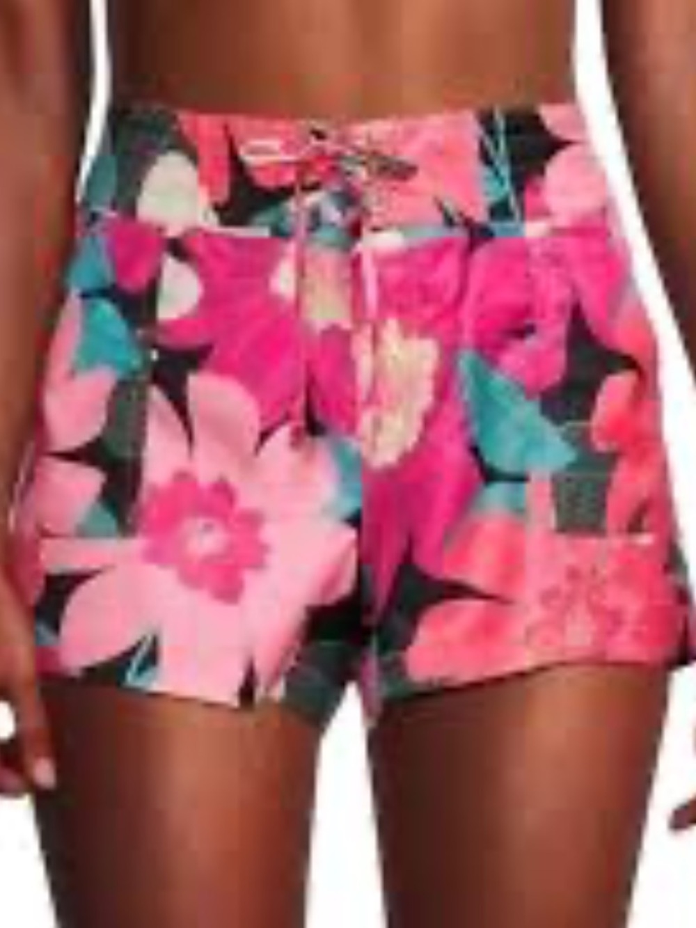 NWT La Blanca Pink Floral Athletic Board Shorts with Black Accents